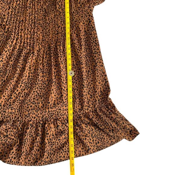 Cheetah Print Ruffle Sleeve Shift Dress Brown Black Approx Size XL - Picture 7 of 7